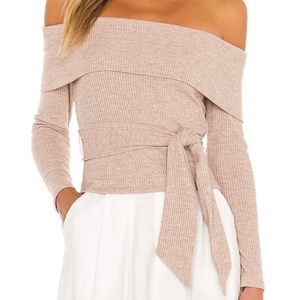 NWT Revolve Lovers and Friends Ramona Top Off Shoulder Nude Beige Size Medium